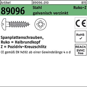 Chipboard <b>Screws</b> R 89096 HAKO PZ 4x25-Z Steel 1000 Pcs Per Pack - Product Image 1