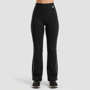 Leggings évasés taille haute noirs avec bande latérale décorative, fermetures éclair, taille élastique, tailles XXS-XXL, respirants, sportifs et sculptants - Product Image 2