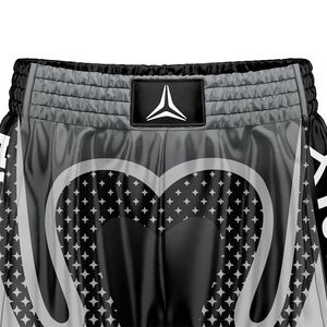 HEALY Custom Boxing Shorts Black Grey Geometric Print MMA Fight <b>Trunks</b> High Quality Lightweight Quick Dry Breathable Shorts - Product Image 4