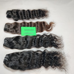 100% Extensions de cheveux humains de Temple indien vierge alignée sur cuticule non traitée couleur naturelle noir ondulé lâche vague profonde pré-collé - Product Image 3