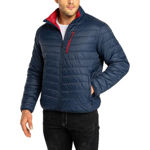 Veste matelassée en satin personnalisée pour hommes Manteau d'hiver rembourré à bulles imperméable avec fermeture à glissière Vêtements d'extérieur de courte longueur - Product Image 2