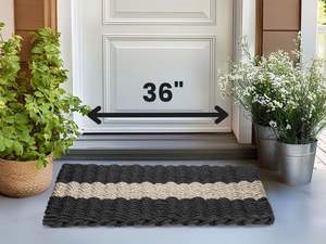 Paillasson décoratif en corde, adapté aux espaces d'entrée intérieurs et extérieurs, avec finition naturelle et design classique - Product Image 5