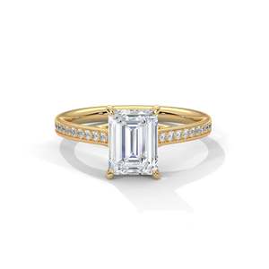 Anillo de Compromiso con Diamante de Laboratorio Esmeralda de 2 Quilates, Claridad VVS, Anillo de Diamante Cultivado en Laboratorio, Oro Sólido, Anillo Personalizable, Anillo de Promesa - Product Image 2