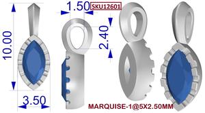Colgante de Plata de Ley 925 con Baño de Oro y Rodio, con Zafiro Azul en Forma de Marquesa de 10 mm, Estilo Bonito para Regalos - Product Image 6