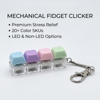Porte-clés Macaron 4 touches, jouet anti-stress, testeur de commutateur mécanique LED, léger, en plastique