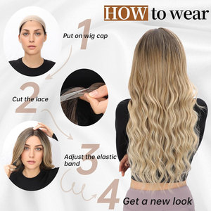 Chocolat cuivre brun mélangé brun clair synthétique blond dentelle perruque pour les femmes longs cheveux ondulés doux confortable quotidien fête cheveux - Product Image 4