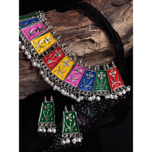Meenakari Oxidised <b>Choker</b> for Party Wear - Product Image 1