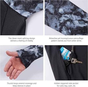 Sudadera con capucha de pesca de rendimiento para hombre al por mayor protección UV de secado rápido en blanco 100% poliéster UPF50 camisa de pesca con capucha deportes al aire libre - Product Image 6