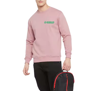 Sudadera rosa de cuello redondo para hombre, informal, con estampado de letras con logo verde, sudadera de invierno con bordado 3D para hombre - Product Image 2