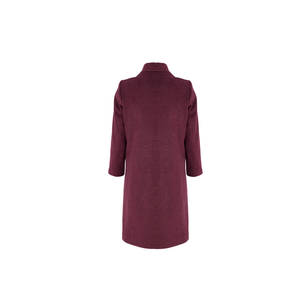 Abrigo de Cachemira Cruzado para Mujer en Color Borgoña, Corte Clásico para Primavera, Otoño e Invierno - Product Image 3