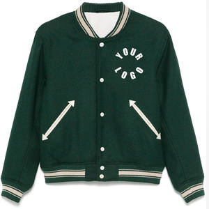เสื้อแจ็คเก็ตเบสบอลทรงบอมเบอร์สำหรับผู้ชาย ผ้าคอตตอนผสม เป็นมิตรกับสิ่งแวดล้อม กันลม ระบายอากาศ แห้งเร็ว คอตั้ง สไตล์ลำลอง - Product Image 1