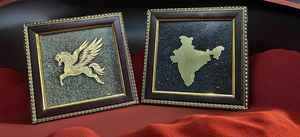 งานฝีมือชั้นนำของอินเดีย คุณภาพสูง กรอบไพไรต์รูปยูนิคอร์น ของตกแต่งบ้าน ของขวัญ และงานฝีมือ ราคาขายส่ง - Product Image 2