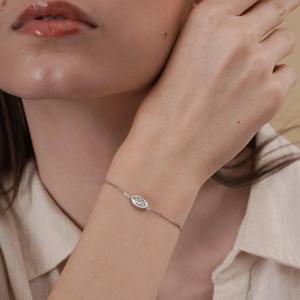 Marquise Cut Lab Grown Diamond Bezel Set East West Solitaire <b>Bracelet</b> With <b>14k</b> <b>Gold</b> For Women's Jewelry At Wholesale Price - Product Image 4