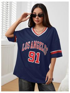เสื้อเจอร์ซีย์อินเทรนด์เสื้อยืดขนาดใหญ่สำหรับทุกเพศกราฟิกคอวีย้อนยุคระบายอากาศลำลองพิมพ์ซับลิเมชัน Y2K ฟุตบอล - Product Image 2