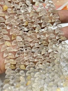 Cuarzo Rutilado Dorado Natural AAA, Facetado, en Forma de Lágrima, Taladrado, Hilo de 8 Pulgadas, Aproximadamente 6x9mm - Product Image 5