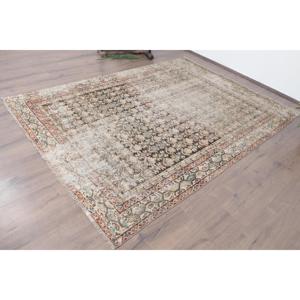 5.5x7.6 ft Turkish Rug, Vintage Rug, <b>Brown</b> Abstract <b>Wool</b> Rug - Product Image 2