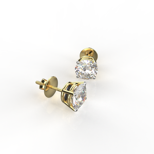 Avarta Sterling <b>Silver</b> 1 Carat Each Solitaire <b>Stud</b> <b>Earrings</b> With Gold Polish - Product Image 4