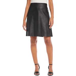 Gonna a trapezio Karen Kane, taglia M, nera, taglie forti, XS, in ecopelle lucida ed elastan, corta, lavorata a maglia, stampata, per la primavera - Product Image 1