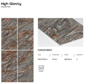 Carreaux de sol et de mur en porcelaine polie brillante, 600x1200 mm, brillants, modernes, antidérapants, antibactériens, texture de pierre - Product Image 3