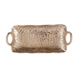 ถาดเสิร์ฟทองคำออร์แกนิกใช้ซ้ำได้อุปกรณ์บนโต๊ะอาหารทำจากอลูมิเนียมทุบที่มีด้ามจับขนาดเล็กและรูปทรงอินทรีย์ที่เป็นเอกลักษณ์ - Product Image 4