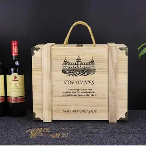 पाइनवुड रेड वाइन सिक्स पैक लकड़ी के फ्रेंच लकड़ी के बक्से छह वाइन बॉक्स प्राचीन फ्लिप कैप उपहार बॉक्स