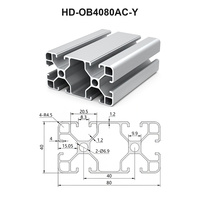 Profilé d'extrusion en aluminium à rainure en T à bords arrondis HD-OB4080AC-Y 40x80mm pour les cadres d'équipements d'automatisation