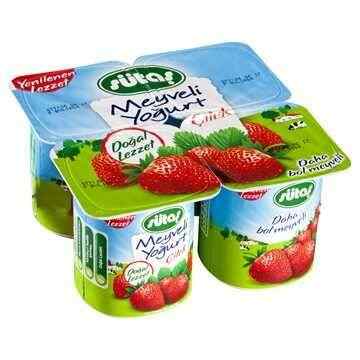 Sütaş Fruit Yogurt 4 Pack Strawberry 115G