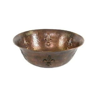 Fregadero de recipiente de cobre de la mejor tendencia, lavabo redondo hecho a mano con acabado antiguo, decoración del hogar disponible a precios mayoristas - Product Image 2