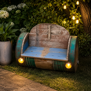 Sofá de Jardín de Madera Reciclada Estilo Rústico |   Sofá de Exterior de Diseño Industrial de Una Plaza |   Hecho a Mano |   Colores y Tamaños Personalizados - Product Image 1