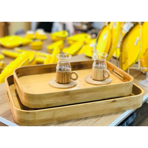 Décoration de table à la maison plateau de service alimentaire feuille plateau en bois design élégant vaisselle plateau de service décoratif - Product Image 4