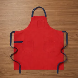 Delantal Rojo sin Mangas con Bolsillos, Estilo Clásico de Lona, Lavable a Máquina, Resistente al Agua, para Limpieza y Uso Diario - Product Image 1