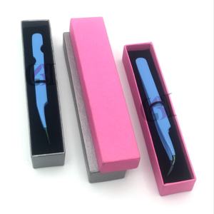 Haute qualité bleu ciel poudre revêtement acier inoxydable Extension de cils droits pince à épiler incurvée arc-en-ciel pointe Instruments de beauté - Product Image 1