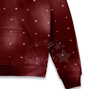 Sudadera con capucha de diamantes de imitación lavado ácido para mujer, Jersey de algodón suave transpirable, Sudadera con capucha adornada con piedra brillante - Product Image 4