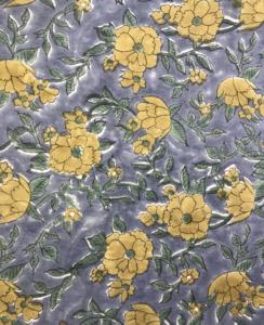 Tela con Estampado Floral Amarillo Vintage sobre Gris, Estampado Botánico Vintage Francés e Inglés - Product Image 1