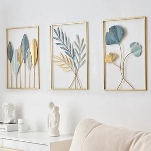 Vente en gros Ensemble d'art mural moderne en métal, tenture murale décorative 3D à la feuille d'or pour le salon, la chambre à coucher et la décoration de luxe de la maison - Product Image 4