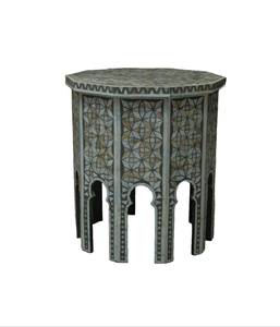 Taburete con incrustaciones de hueso hecho a mano, mesa con incrustaciones de hueso de diseño Floral con asiento de lona, taburete con incrustaciones de hueso a la venta al menor costo - Product Image 4