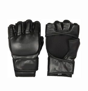 Gants d'entraînement MMA en cuir à demi-doigts avec fermeture Velcro au poignet pour arts martiaux, usage unisexe adulte - Product Image 1