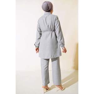 Ensemble 2 pièces en lin brodé Stone, gris - Product Image 3