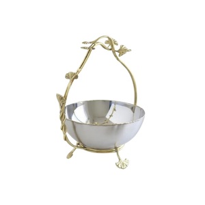 Tazón para servir comida con acabado antiguo negro con Base de madera para almacenamiento de frutas o frutas secas, Frutero de Metal, mesa decorativa - Product Image 6