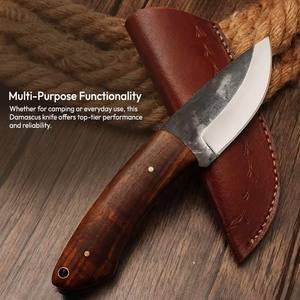 Cuchillo Skinner Burraq DIY OEM Personalizado Hecho a Mano de Acero D2 con Mango de Madera y Funda de Cuero - Regalo Perfecto para Camping y Caza - Product Image 5