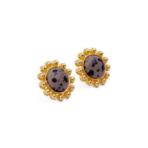 ต่างหูสตั๊ดพลอยเทอร์ควอยส์ December birthstone ชุบทองการตั้งค่า COLLET PUSH back เครื่องประดับอินเทรนด์ขายส่ง - Product Image 5