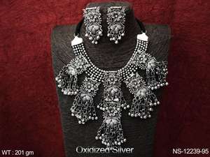 Conjunto de collar oxidado, joyería india de estilo elegante, esmalte de plata, ropa de fiesta de diseño, joyería de moda de estilo bonito - Product Image 2