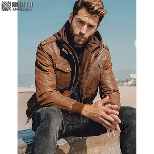 Blouson aviateur d'hiver en cuir avec logo camouflage pour hommes, nouvelle mode, Offre Spéciale décontracté moto - Product Image 3
