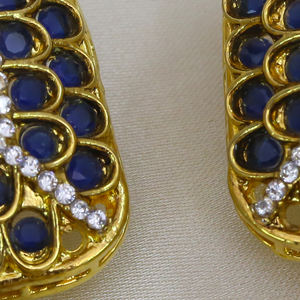 Pendientes de Aro Chapados en Oro para Mujer, Moda de Lujo, Clásicos, de Compromiso, con Piedras Naturales Azules Talladas a Mano, para Bodas y Fiestas, Regalo de Alta Calidad - Product Image 5