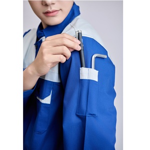 Ensemble de vêtements de travail respirant FMF pour hommes, bleu et gris, à manches courtes, confortable, durable, haute visibilité - Product Image 3