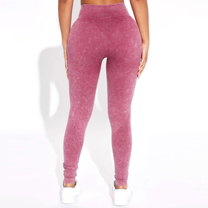Legging de gimnasio con lavado ácido para mujer, estilo informal transpirable, cintura media, MOQ bajo, gran oferta, ropa de entrenamiento de Yoga - Product Image 2