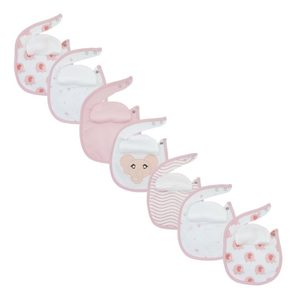 Top vente mignon coton bio absorbant mousseline bavoirs doux blanc rose en forme de U pour nouveau-né bébé bave bavoir de dentition - Product Image 1