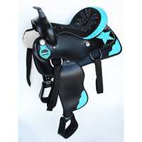 Selle de cheval anglaise haut de gamme pour jeunes, en cuir véritable, avec arceau en fibre et quincaillerie nickelée, pour le trail, le barrel racing et l'équitation de ranch