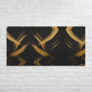 Tableau mural abstrait Golden Echo XL noir et or, panneau encadré Art Déco moderne pour décoration murale, édition Mansion - Product Image 1