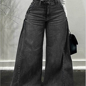 Vaqueros acampanados de cintura alta, transpirables, casuales, holgados, tipo campana, talla XL, con borlas y cintura elástica - Product Image 5